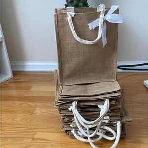 Stylish Tan Burlap Tote Bags bundle of 8